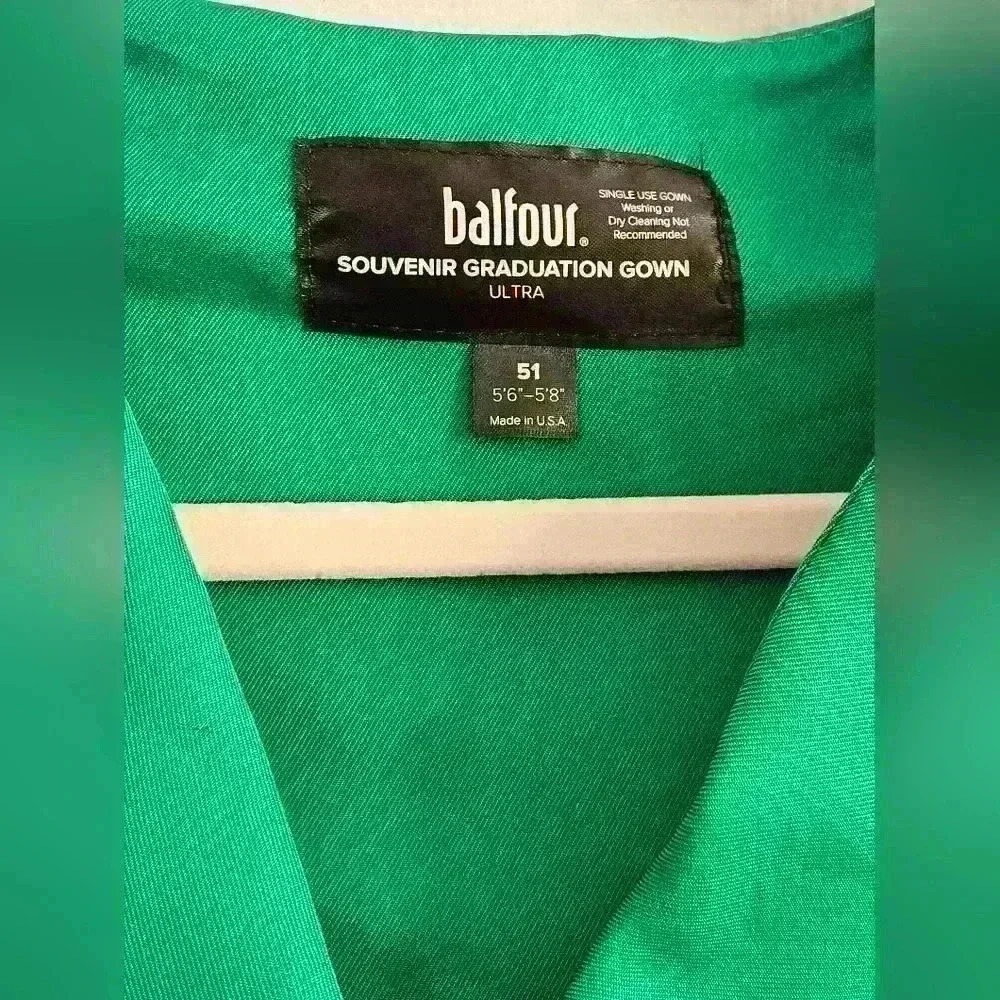 Balfour Green Graduation Gown Size 51 (5'6"- 5'8") EUC - Picture 4 of 5